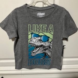 10Threads boys Dinosaur short sleeve tee, size 5/6 NWT  Like a Boss, gray